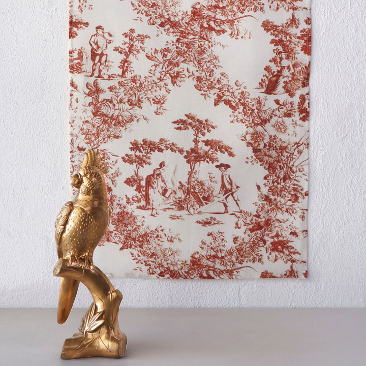 Red Toile de Jouy Pure Linen Tea Towels