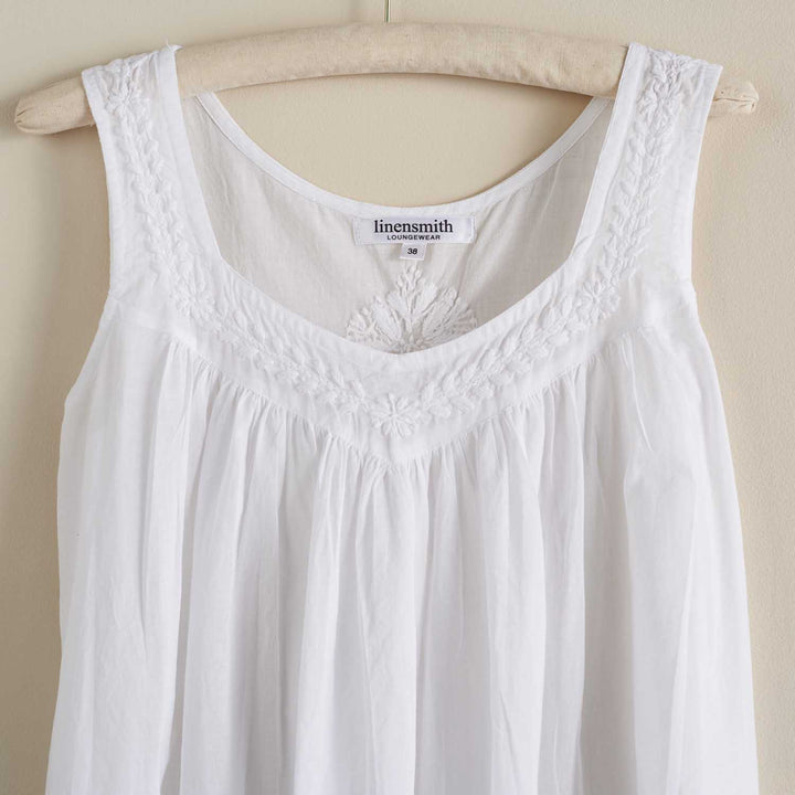 Avalon White Cotton Embroidered Nightie