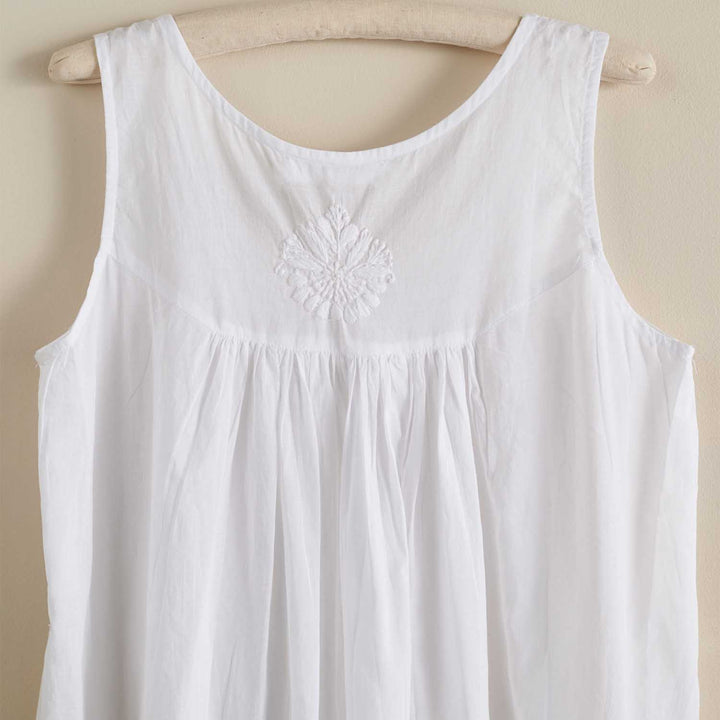 Avalon White Cotton Embroidered Nightie