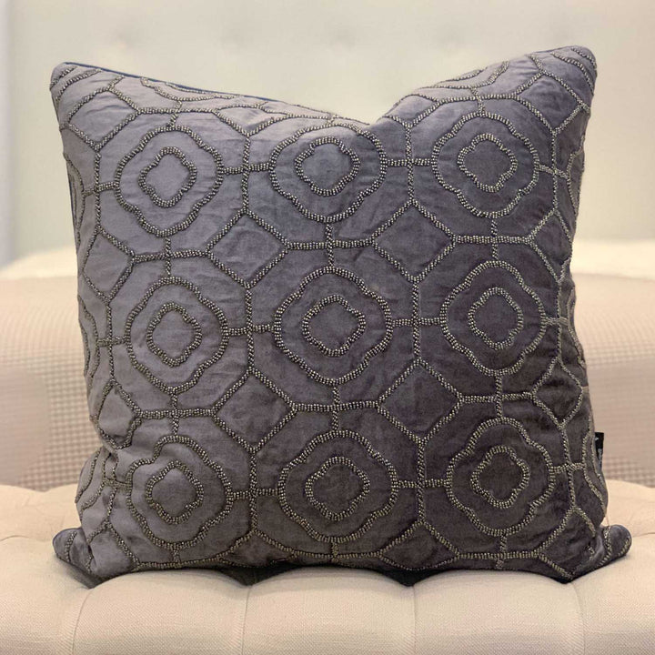 Sofia Beaded Cushion Slate