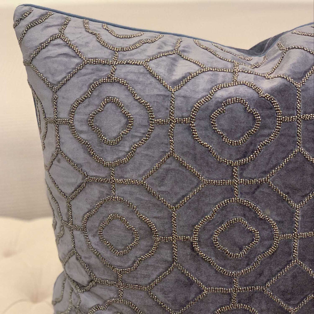 Sofia Beaded Cushion Slate