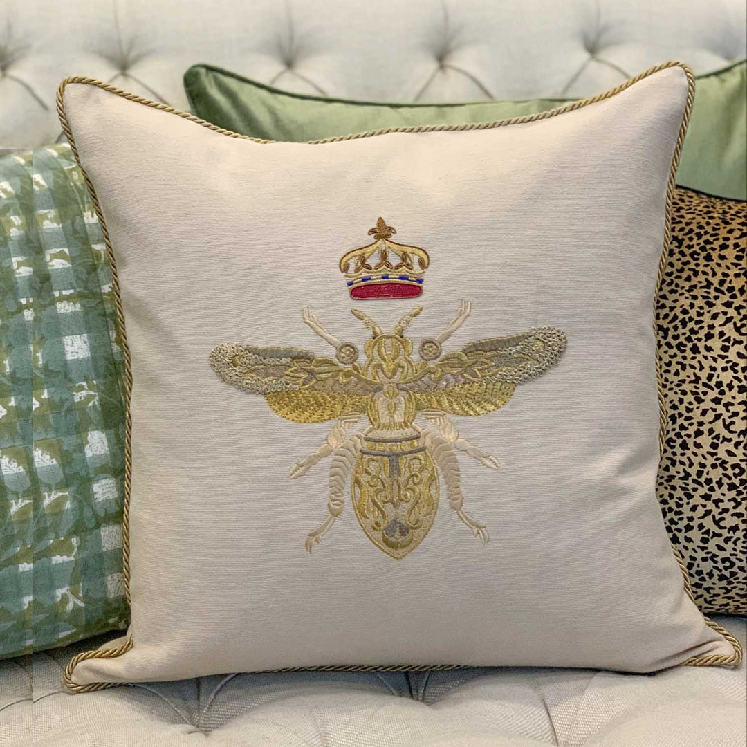 Queen Bee Cushion Zari embroidery