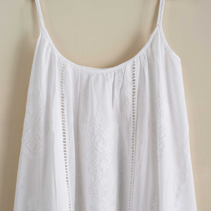 Somers White Cotton Embroidered Slip