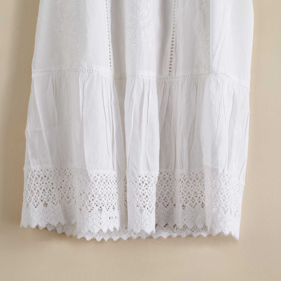 Somers White Cotton Embroidered Slip