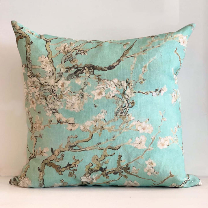 Blossom Linen Cushion Cover turquoise