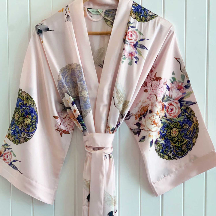 Charmeuse Long Kimono Blush