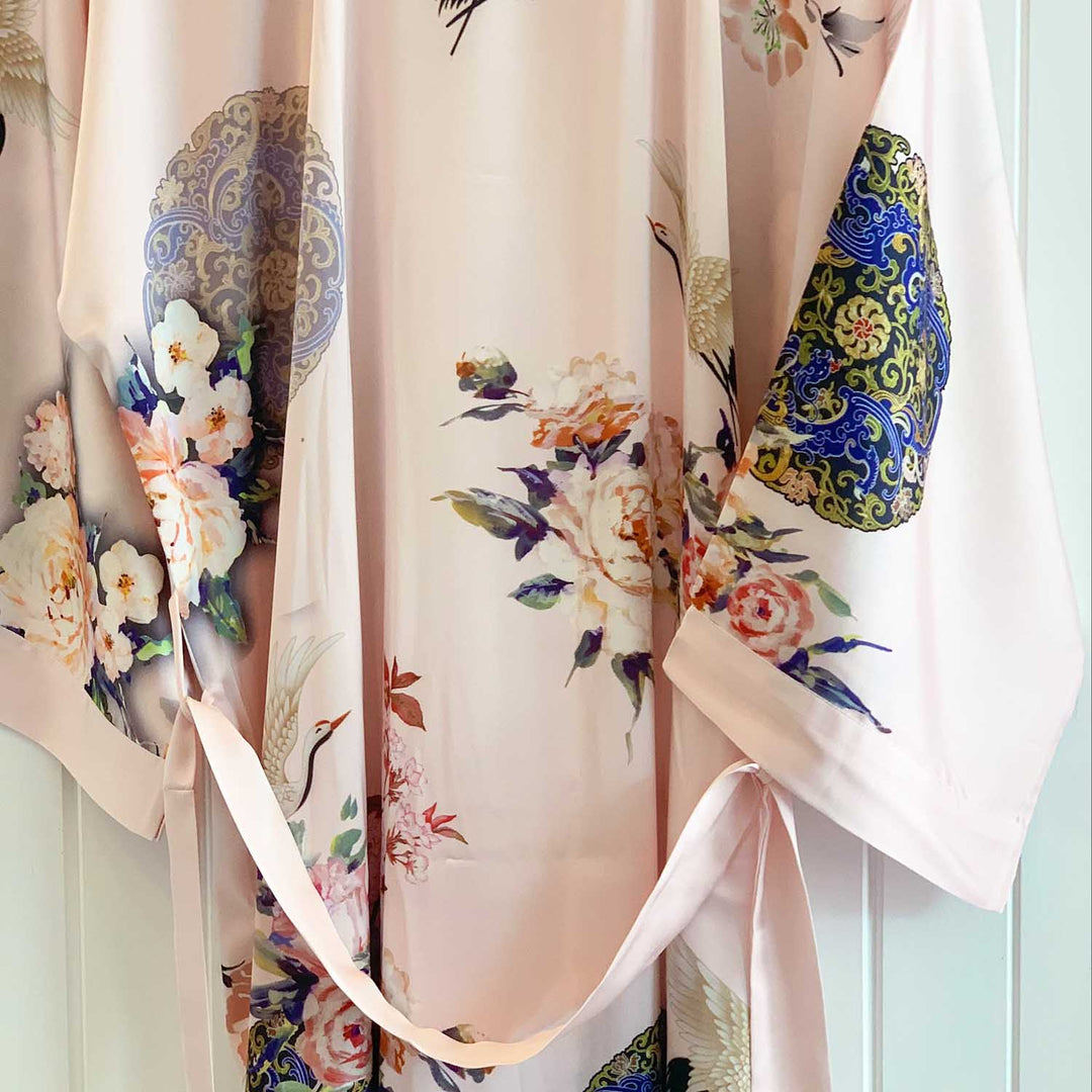 Charmeuse Long Kimono Blush