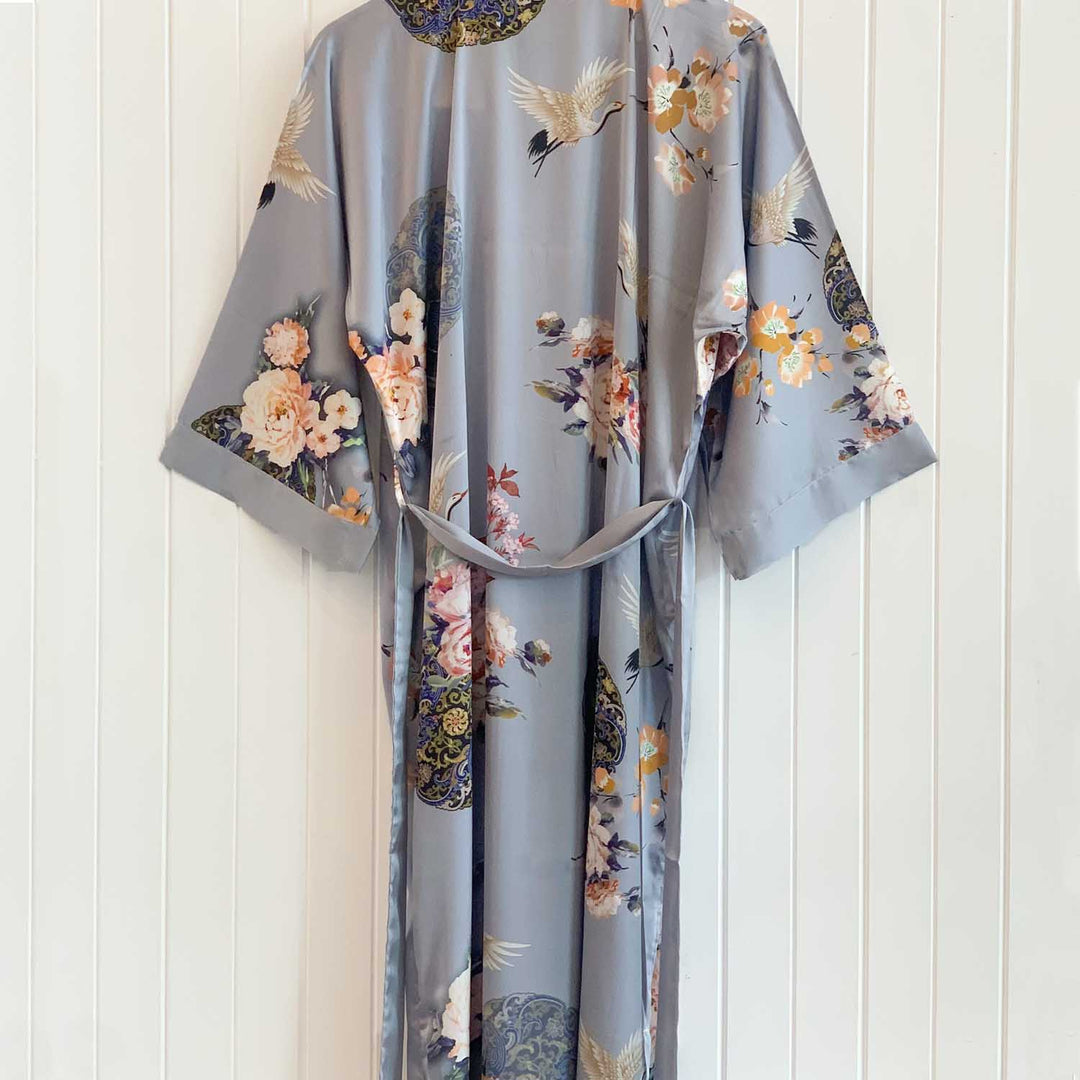 Charmeuse Long Kimono Grey