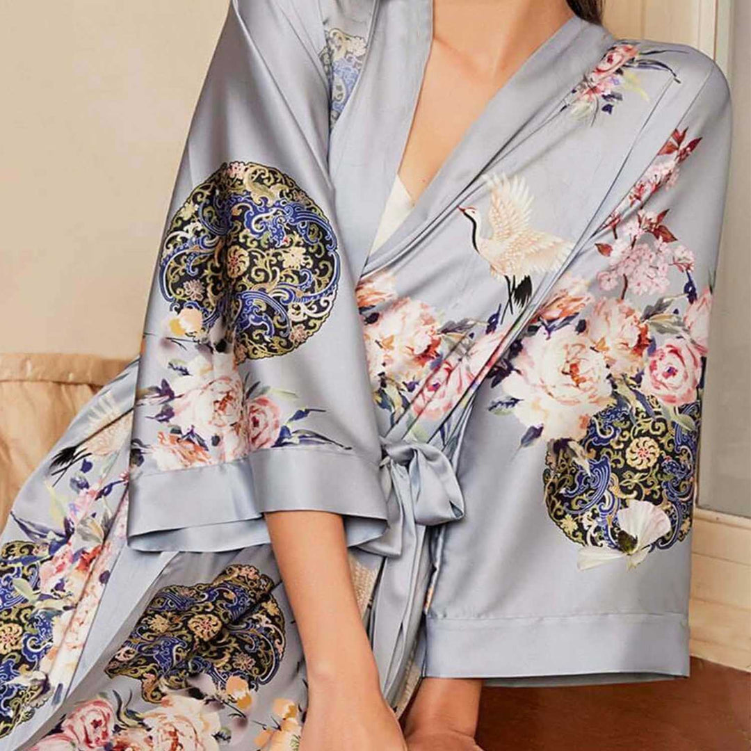 Charmeuse Long Kimono Grey