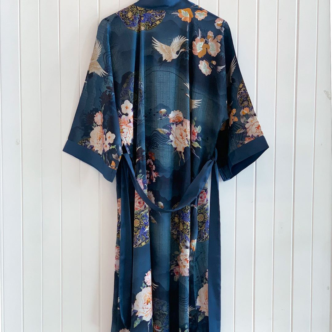 Charmeuse long kimono ink