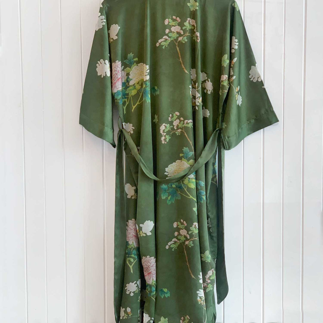 Charmeuse Long Kimono Olive