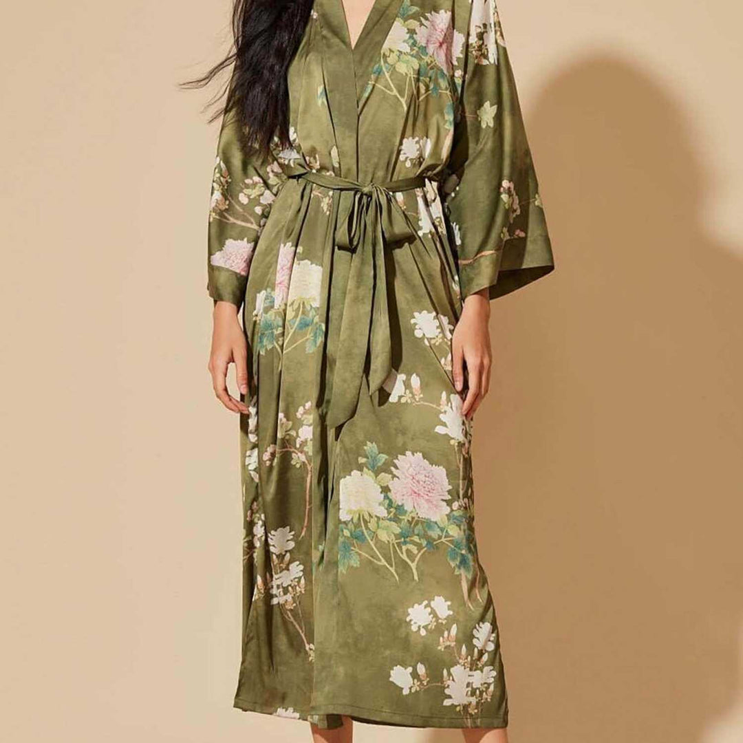 Charmeuse Long Kimono Olive