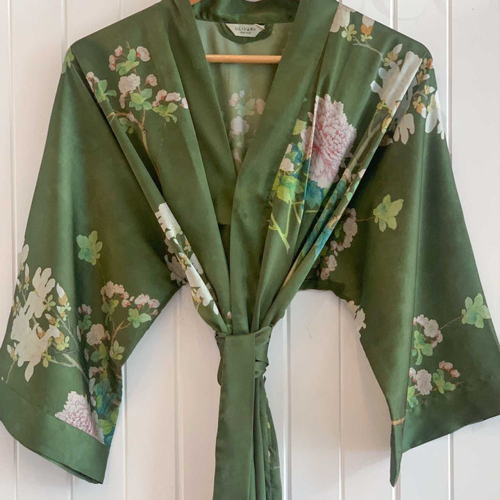 Charmeuse Long Kimono Olive