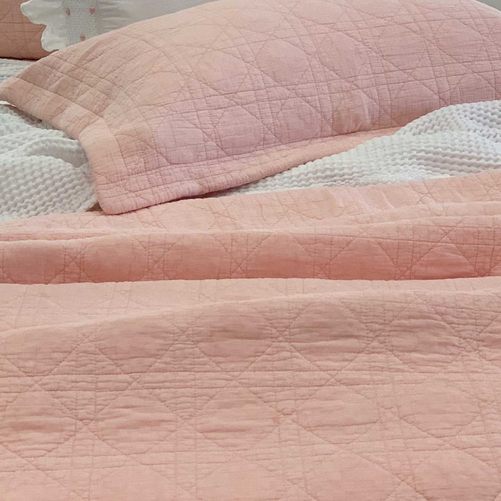 Coral Quilted Cotton Coverlet