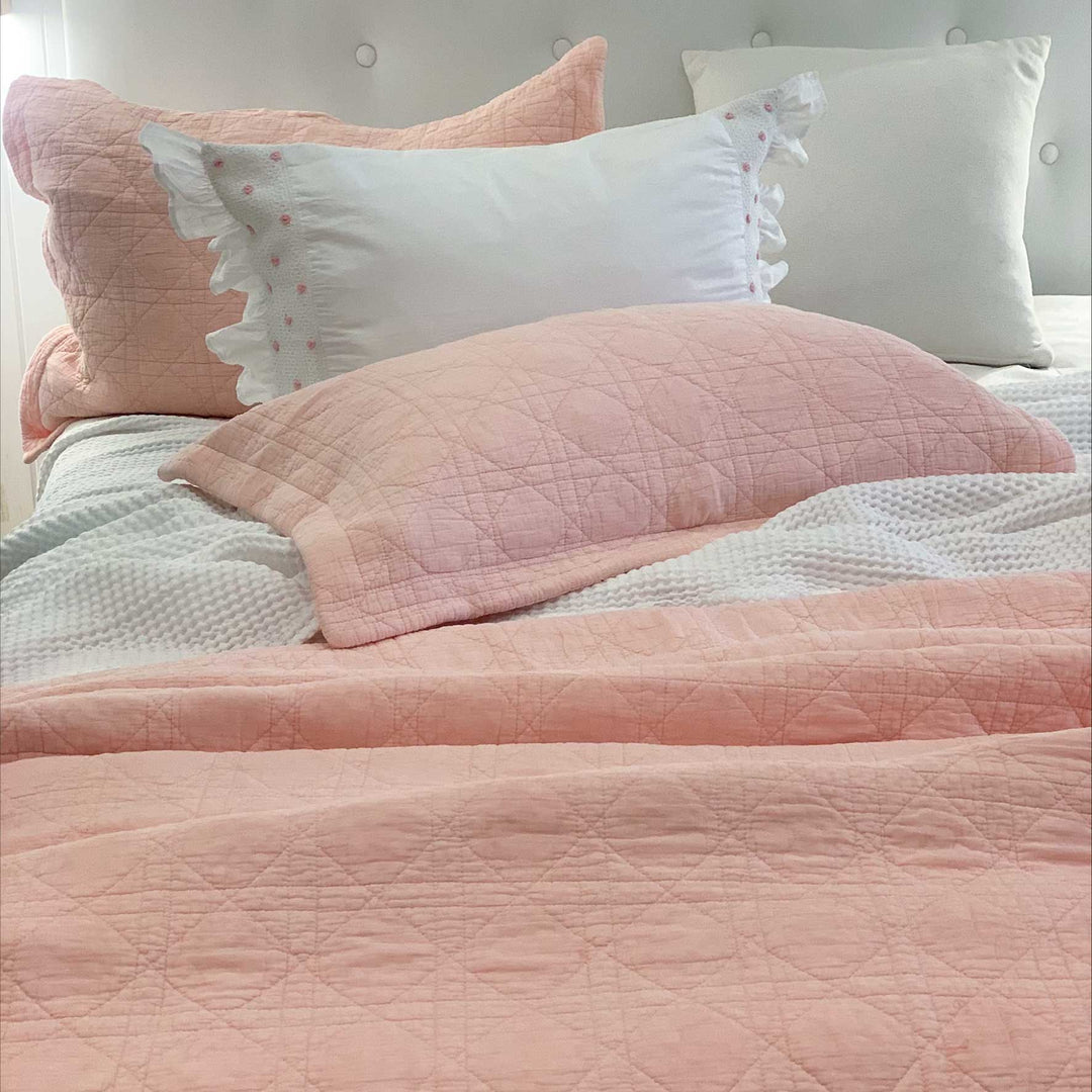 Coral Quilted Cotton Coverlet