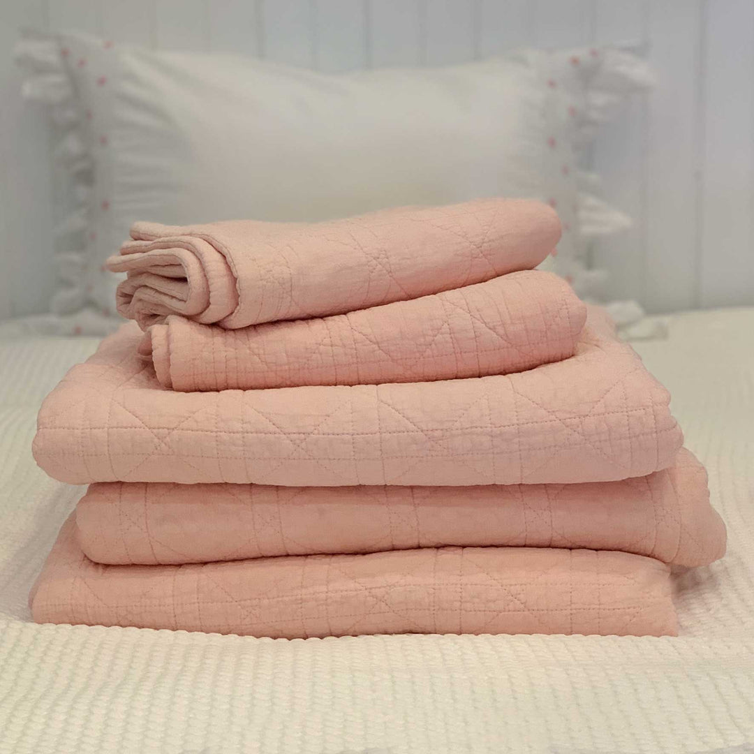 Coral Quilted Cotton Coverlet