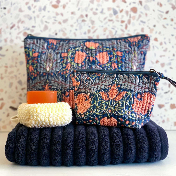 Bloom quilted cotton beauty bags