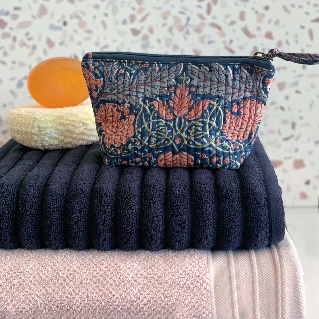 Bloom quilted cotton beauty bags