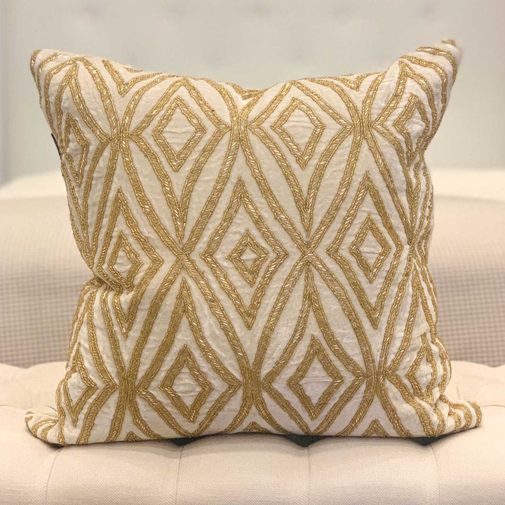 Marrakech Beaded Cushion cream