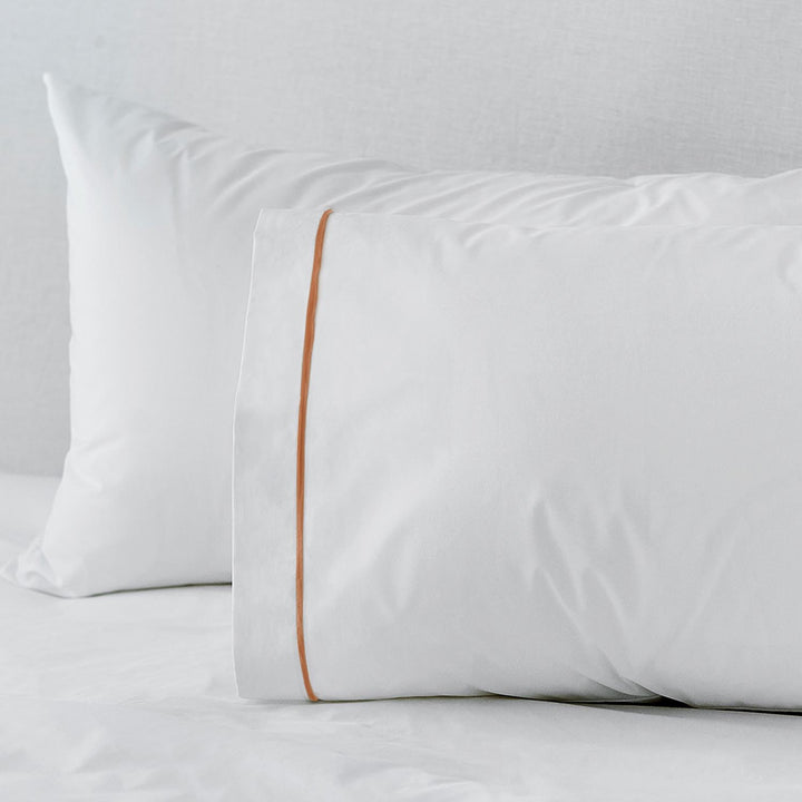 Egyptian Cotton Pillowcases White | Rust