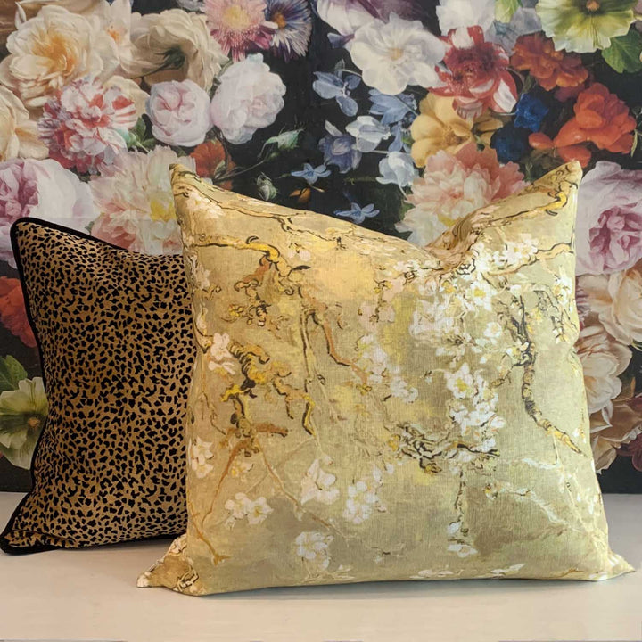 Blossom Linen Cushion Cover Gold