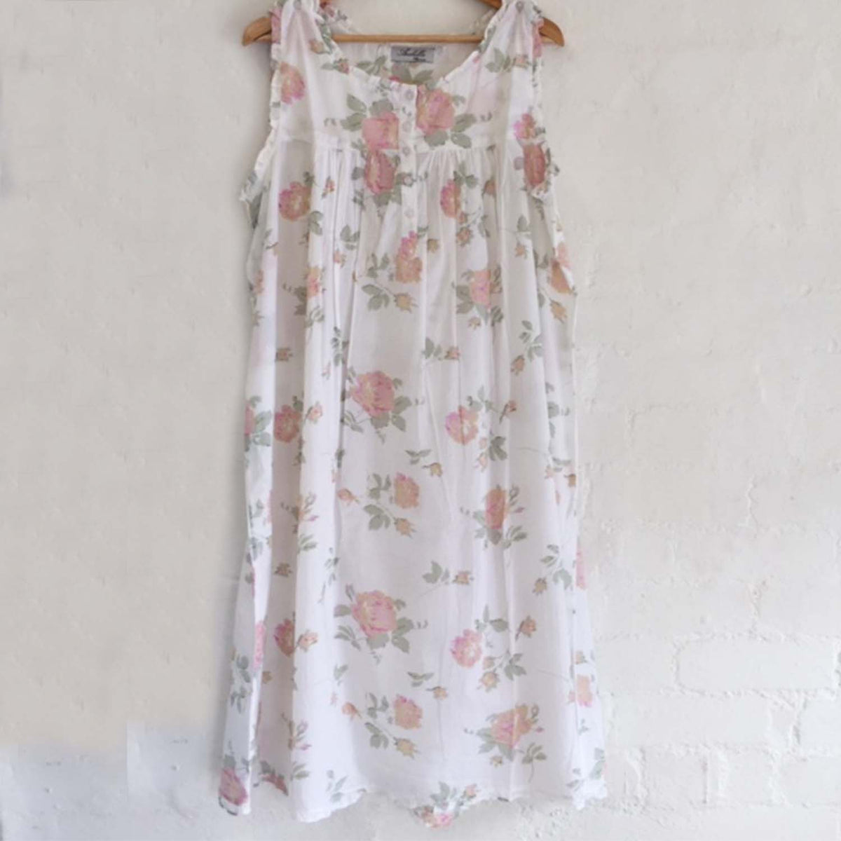 Emma Sleeveless Cotton Floral Nightie | The Bedspread Shop