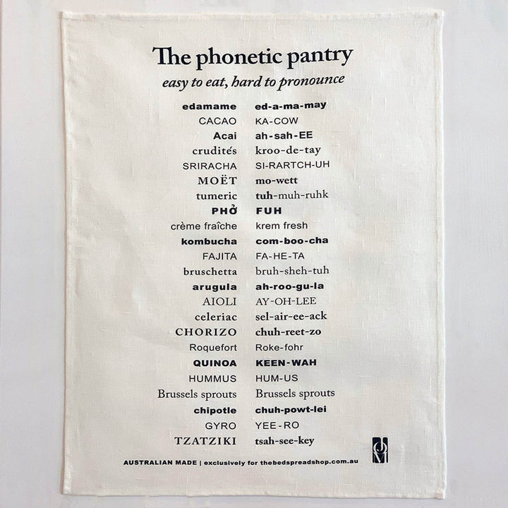 Phonetic Pantry pure linen Tea Towels