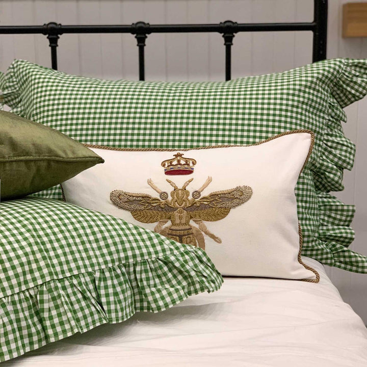 Gingham green Frilled Pillowcase set