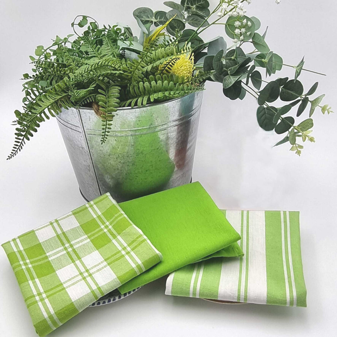 Madrid lime cotton tea towel set