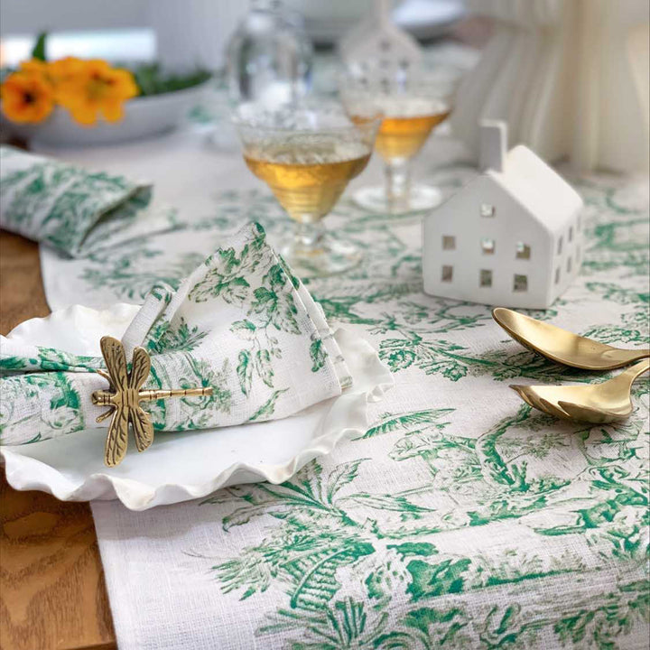 Chinoiserie lunch napkins emerald x 6