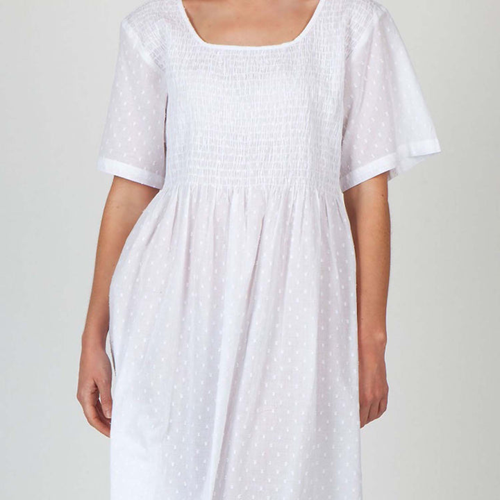 Laura Smocked Nightie White