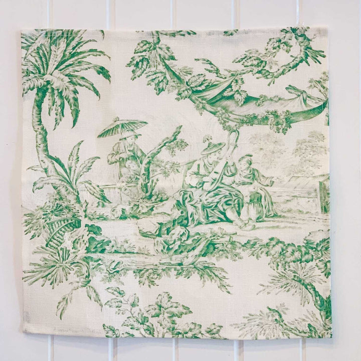 Chinoiserie lunch napkins emerald x 6