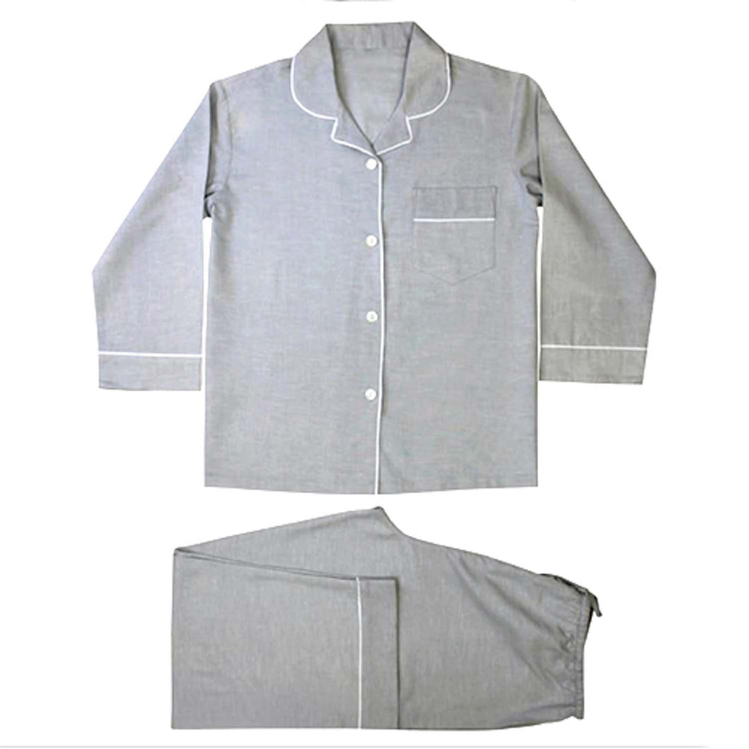 Linen Piped Pyjamas Soft Grey