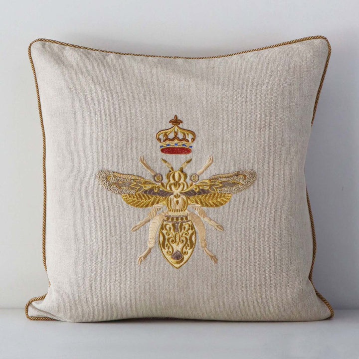 Queen Bee Cushion Zari embroidery