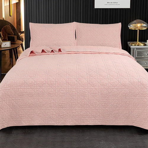 Coral Cotton Quilted Coverlet