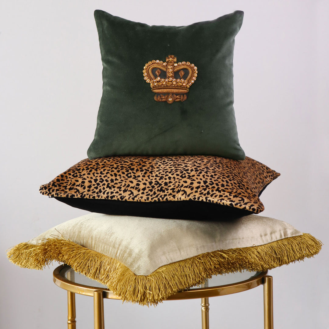 Empress Gold fringed cushion