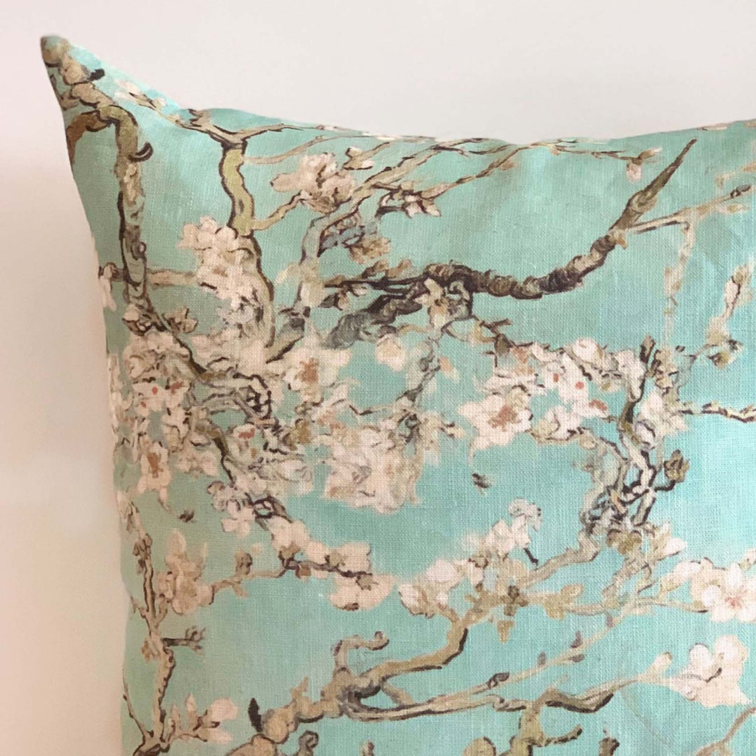 Blossom Linen Cushion Cover turquoise