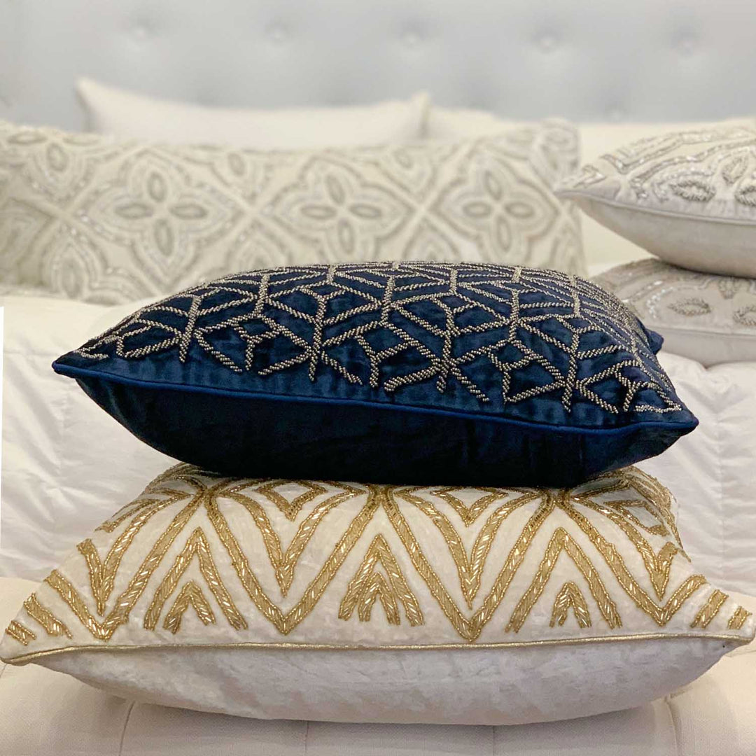 Marrakech Beaded Cushion cream