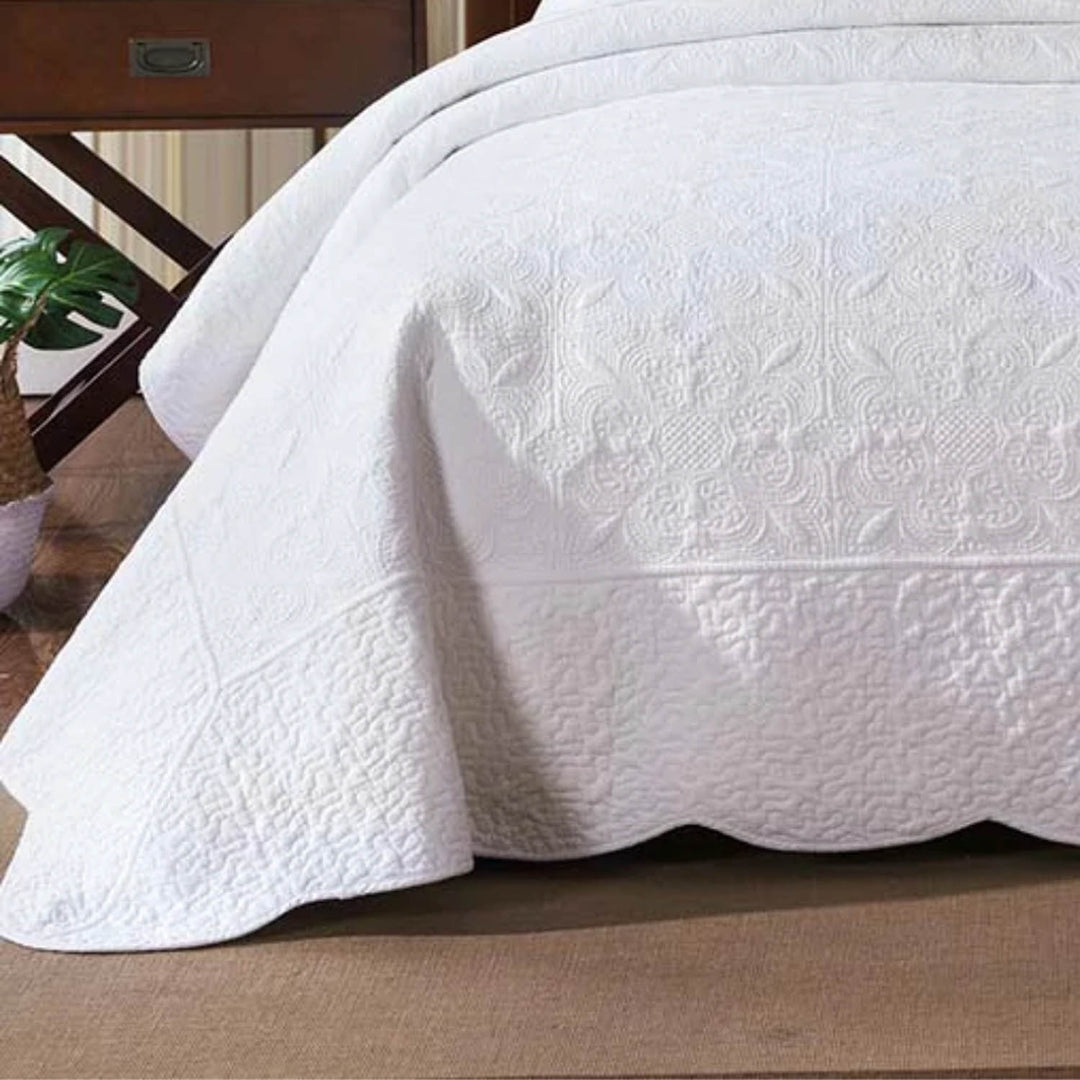 Antique White Quilted coverlet set