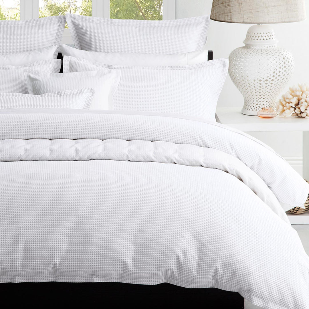 Ascot White Waffle Quilt Cover Set