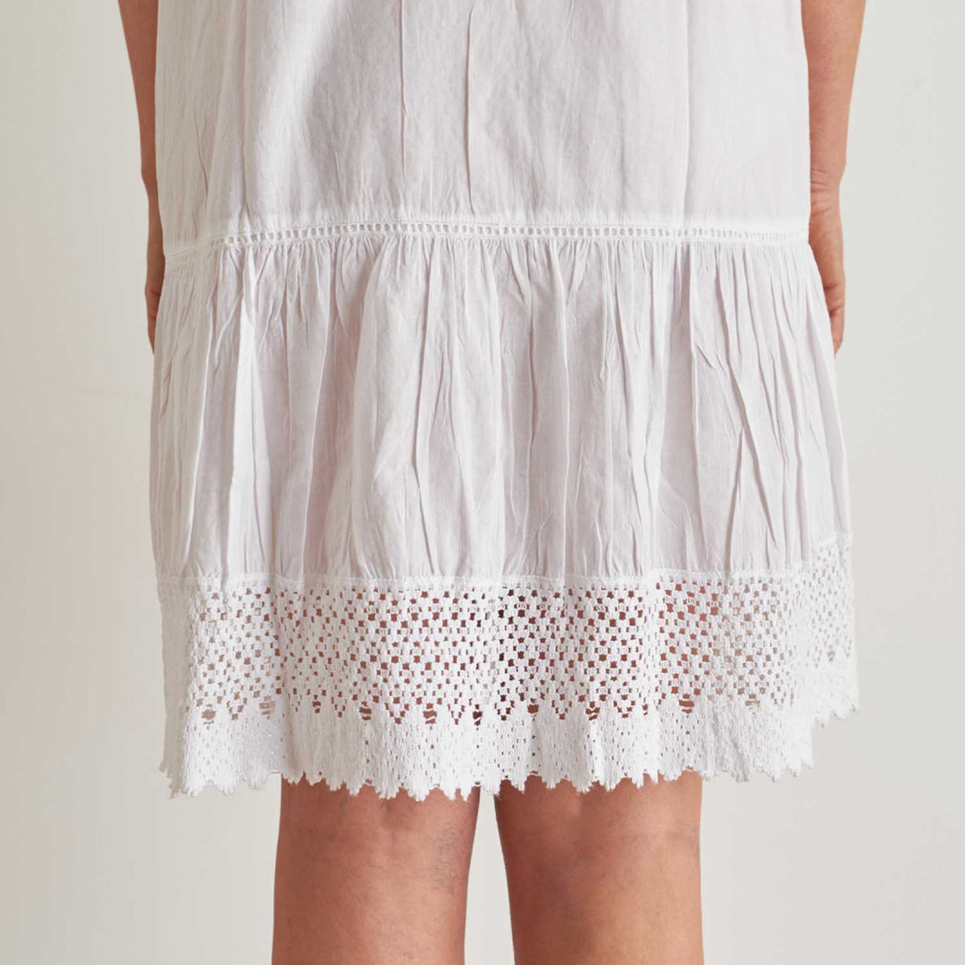 Somers White Cotton Embroidered Slip