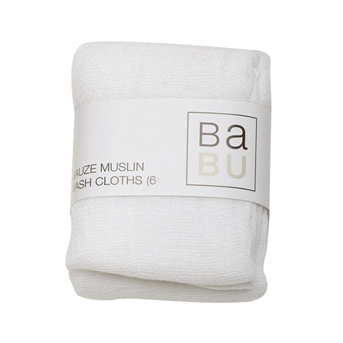 Babu Muslin Baby Wash cloths x 6