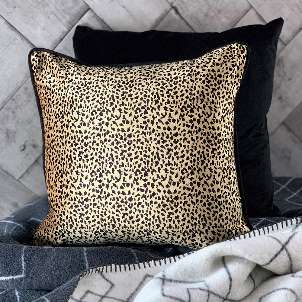 Inca Leopard velvet cushion