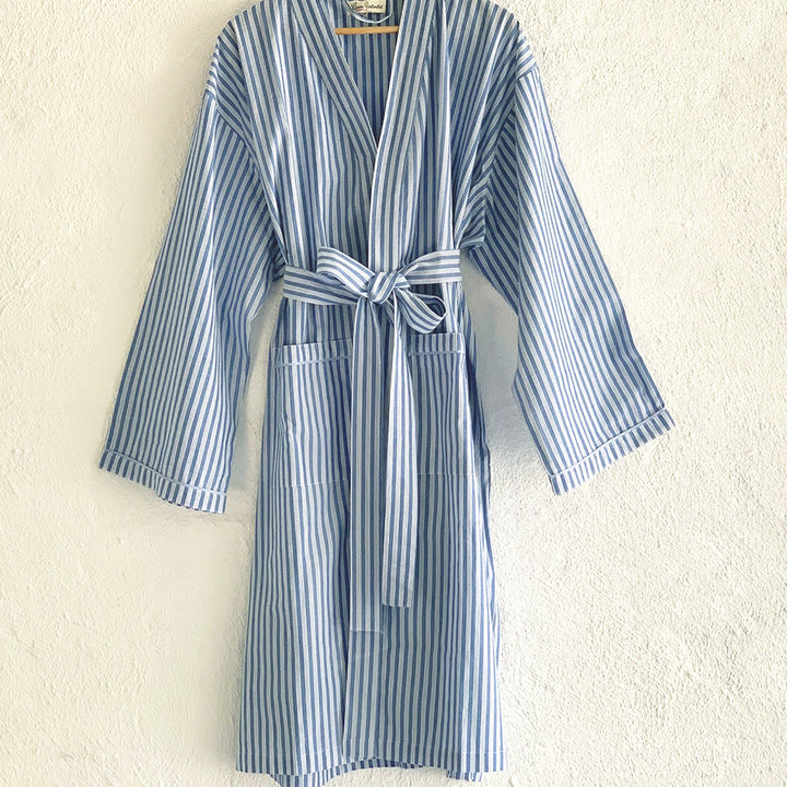 Blue Stripe Unisex Robe