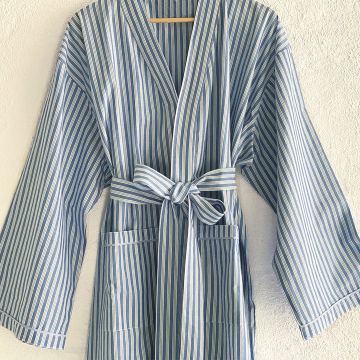 Blue Stripe Unisex Robe